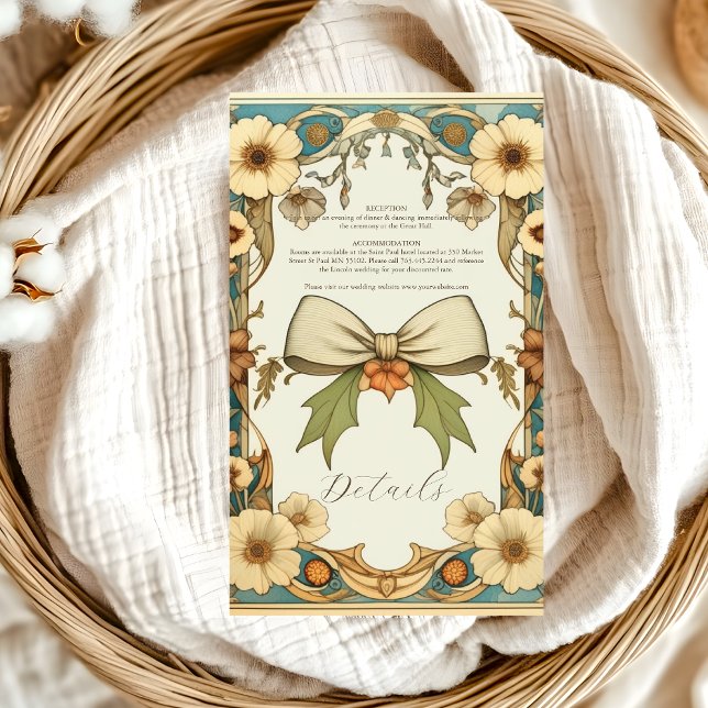 Chic Vintage Floral Art Nouveau Wedding  Enclosure Card (Creator Uploaded)