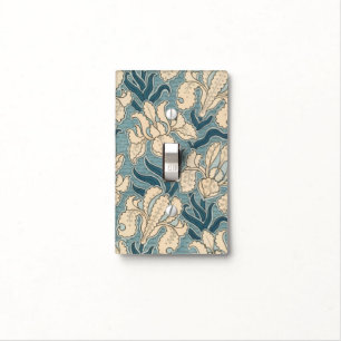 Chic Vintage Floral Iris Light Switch Covers, Blue Cover