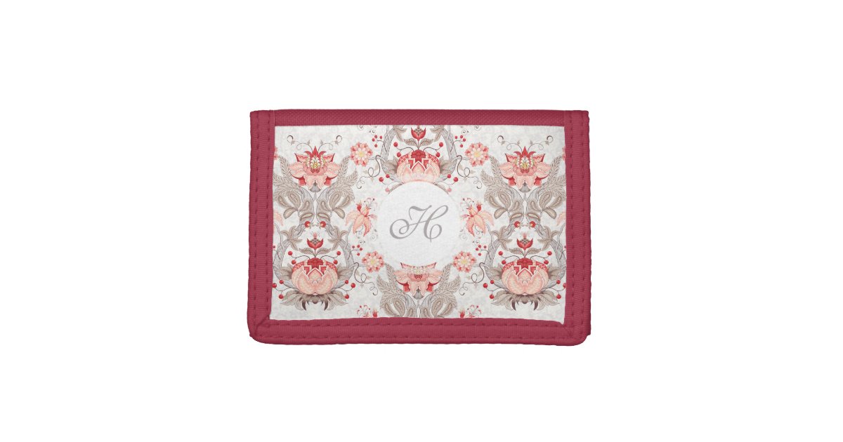 Monogrammed Damask Leatherette Ladies Wallet (Personalized)