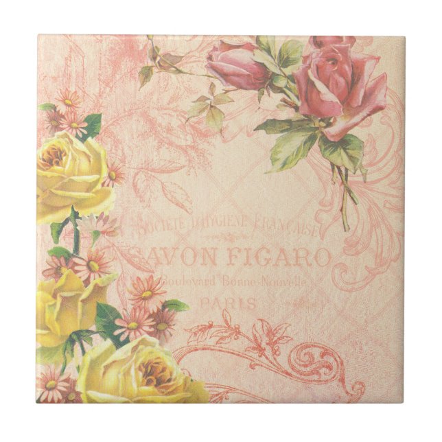 Chic Vintage Floral Tile (Front)