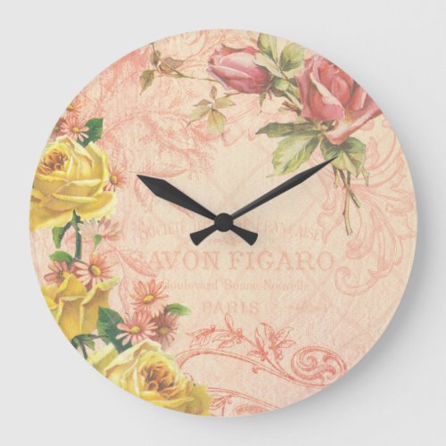 Chic Vintage Floral Wall Clock