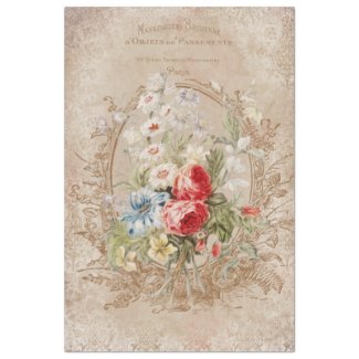 Chic Vintage French Rose Ephemera Decoupage Tissue Paper