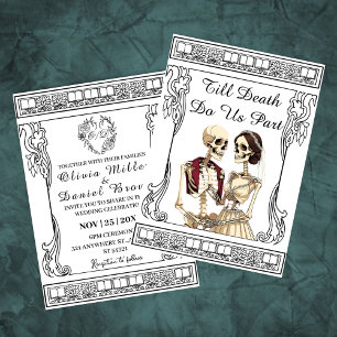 Chic Vintage Gothic Till Death Do Us Part Wedding Invitation