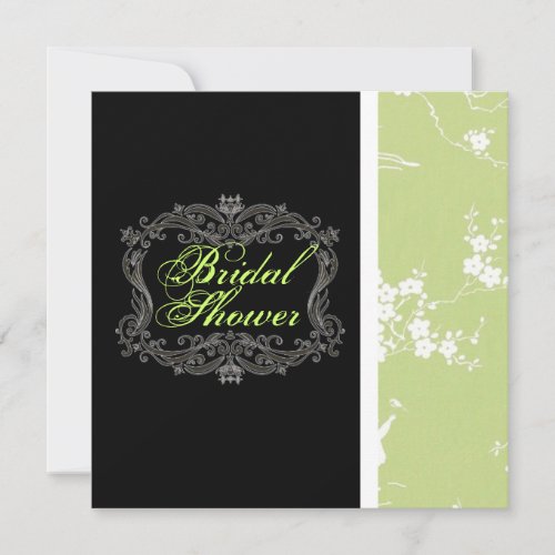 Chic Vintage Green Floral Bridal Shower Invitation
