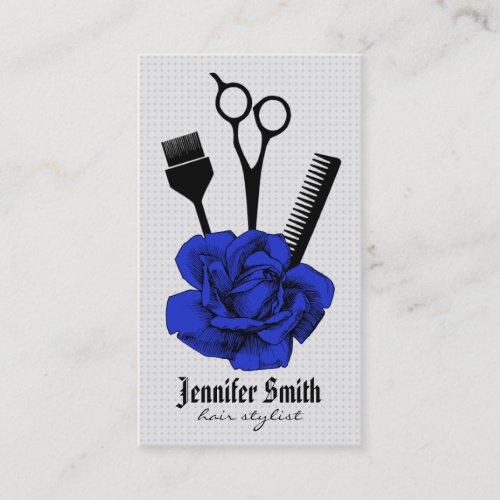 chic vintage hairstylist hair stylist blue mod appointment card