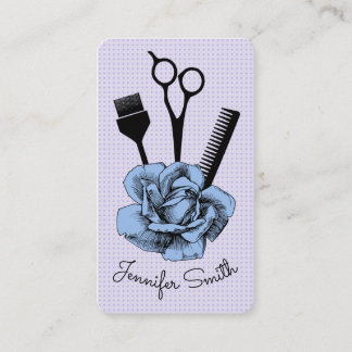 chic vintage hairstylist hair stylist blue rose loyalty card