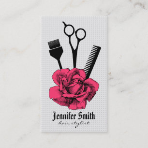chic vintage hairstylist hair stylist girly pink appointment card