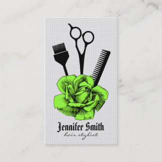 chic vintage hairstylist hair stylist green mod loyalty card