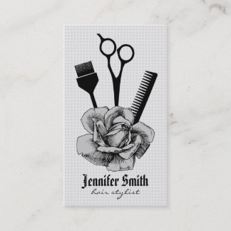 chic vintage hairstylist hair stylist grey mod loyalty card