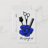 chic vintage hairstylist hair stylist navy mod business card (Front/Back)