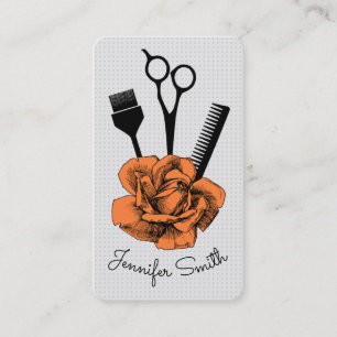 chic vintage hairstylist hair stylist orange rose appointment card