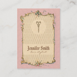 chic vintage hairstylist hair stylist pink loyalty card