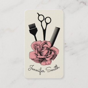 chic vintage hairstylist hair stylist pink loyalty card