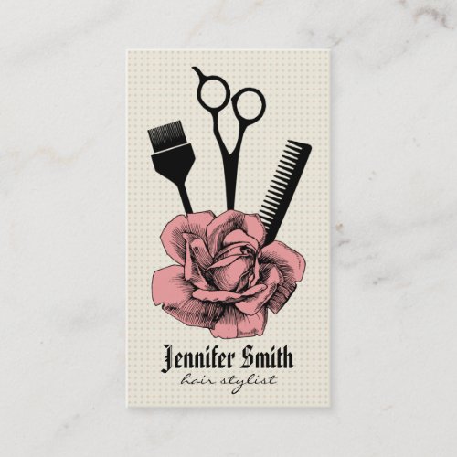 chic vintage hairstylist hair stylist pink loyalty card