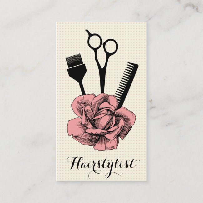 chic vintage hairstylist hair stylist pink mod business card