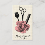 Chic Vintage Hairstylist Hair Stylist Pink Mod Business Card at Zazzle
