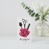 chic vintage hairstylist hair stylist pink mod business card (Standing Front)