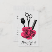 chic vintage hairstylist hair stylist pink mod business card (Front/Back)