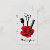 chic vintage hairstylist hair stylist red mod business card (Front/Back)