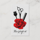 Chic Vintage Hairstylist Hair Stylist Red Mod Business Card at Zazzle