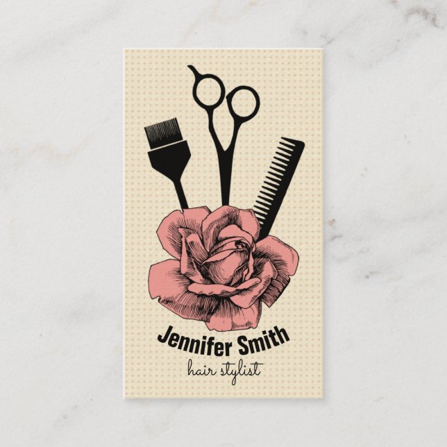 chic vintage hairstylist hair stylist rose modern appointment card (Front)