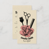 chic vintage hairstylist hair stylist rose modern appointment card (Front/Back)