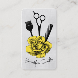 chic vintage hairstylist hair stylist yellow loyalty card
