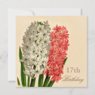 Chic Vintage Hyacinths 17th Birthday Invitation