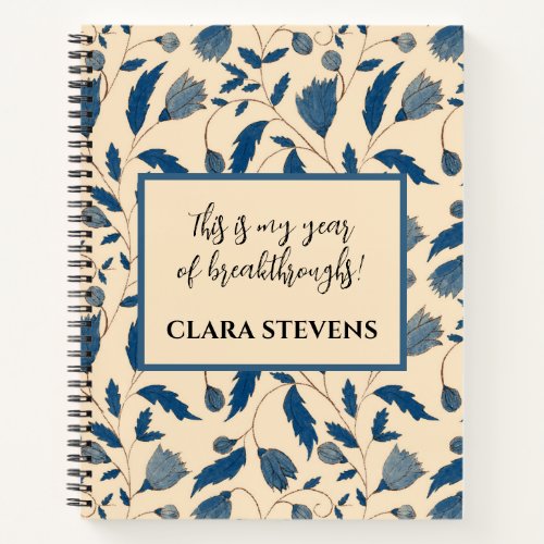 Chic Vintage Inspired Blue Floral Pattern  Notebook