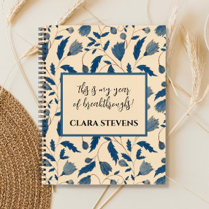 Chic Vintage Inspired Blue Floral Pattern Notebook