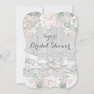 Chic Vintage Lace & Floral Bridal Shower Invite