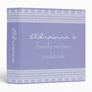 Chic Vintage Lace Lavender Family Recipes Cookbook 3 Ring Binder