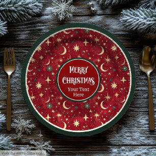 Chic vintage paper plates in deep cranberry red