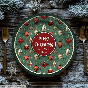 Chic vintage paper plates in deep cranberry red