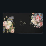 Chic Vintage Personalized Roses & Iris  Desk Mat<br><div class="desc">Beautiful,  timeless and elegant sprays of artistic pink and white roses,  peonies and purple bearded iris with delicate foliage. Includes an editable text field for your personalization and the background color is customizable.</div>