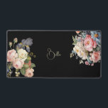 Chic Vintage Personalized Roses & Iris  Desk Mat<br><div class="desc">Beautiful,  timeless and elegant sprays of artistic pink and white roses,  peonies and purple bearded iris with delicate foliage. Includes an editable text field for your personalization and the background color is customizable.</div>