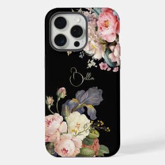 Chic Vintage Personalized Roses & Iris iPhone 15 Pro Max Case