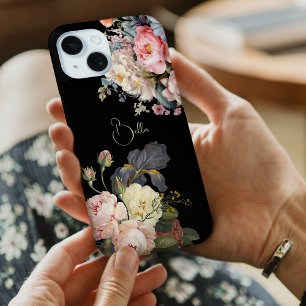 Chic Vintage Personalized Roses & Iris iPhone 15 Case