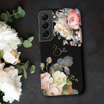 Chic Vintage Personalized Roses & Iris  Samsung Galaxy S22 Case<br><div class="desc">Beautiful,  timeless and elegant sprays of artistic pink and white roses,  peonies and purple bearded iris with delicate foliage. Includes an editable text field for your personalization and the background color is customizable.</div>