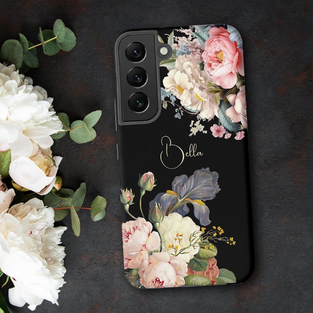 Chic Vintage Personalized Roses & Iris  Samsung Galaxy Case (Creator Uploaded)