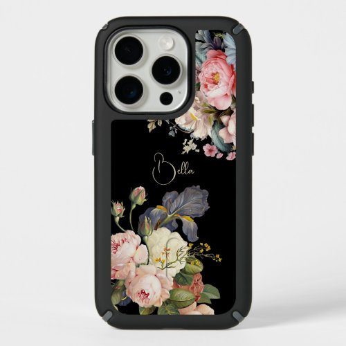 Chic Vintage Personalized Roses  Iris  iPhone 15 Pro Case