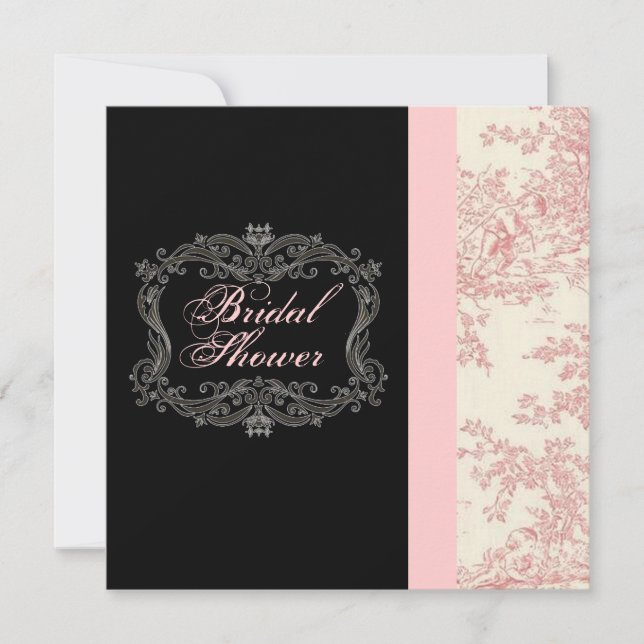 Chic Vintage Pink Floral Bridal Shower Invitation (Front)