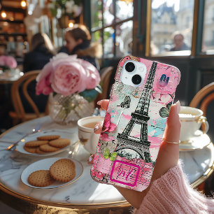 Chic Vintage Pink Floral Parisian Scrapbook Samsung Galaxy S21+ Case