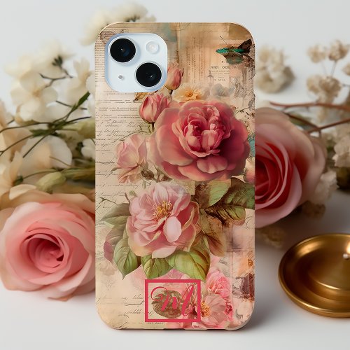 Chic Vintage Pink Floral Tarnished Papyrus  Samsung Galaxy S21 Case