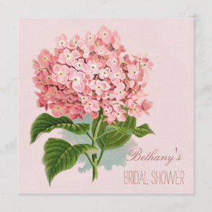 Chic Vintage Pink Hydrangea Flower Bridal Shower Invitation