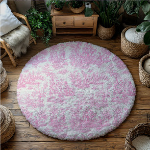 Chic vintage pink toile de jouy large round rug