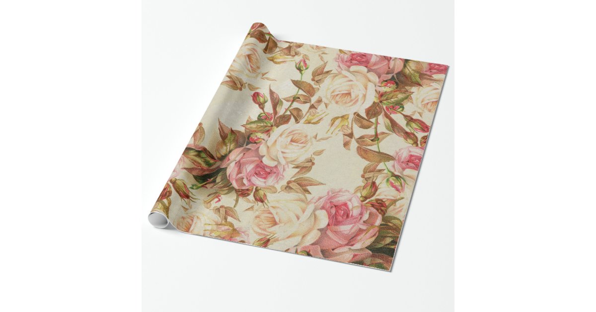 Vintage Rose Bouquet Wrapping Paper