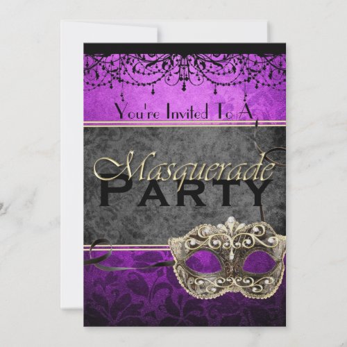 Chic Vintage Plum Masquerade Invitations