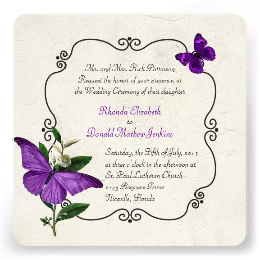 Purple Butterfly Wedding Invitations 10