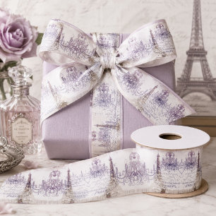 Chic vintage purple chandelier paris eiffel tower satin ribbon